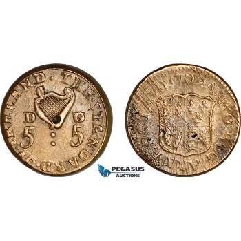 AJ180, Ireland & France, Anne, 1709 Monetary Weight for Louis D’or (5D 5G), (8.06g), EF-