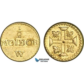 AJ196, Portugal & Brazil, Monetary Weight for 1/2 Moidor (2000 Reis), Cf. 1447, (5.36g), EF-UNC