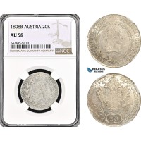 AG908, Austria, Franz II, 20 Kreuzer 1808­ B, Kremnitz Mint, Silver, KM# 2141, NGC AU58