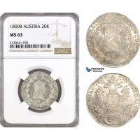 AG917, Austria, Franz II, 20 Kreuzer 1809­ B, Kremnitz Mint, Silver, KM# 2141, NGC MS63