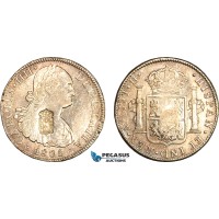 AJ201, Brazil & Portugal, 870 Reis 1805, c/s on Mexico 8R, Mexico City Mint, Silver, Lightly cleaned AU