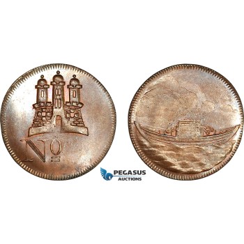 AJ208, Germany, Hamburg, 19th Century ND Medal, Ship, UNC