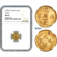 AJ259, China, Chihli, 1 Cash ND (1904-07) NGC MS64