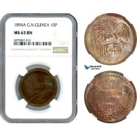 AJ266, German New Guinea, 10 Pfennig 1894 A, Berlin Mint, NGC MS63BN