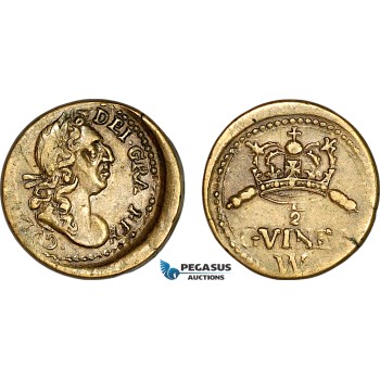 AJ364, England & Netherlands, William III, Monetary Weight for 1/2 Guinea, Cf. W1226 (4.13g), EF