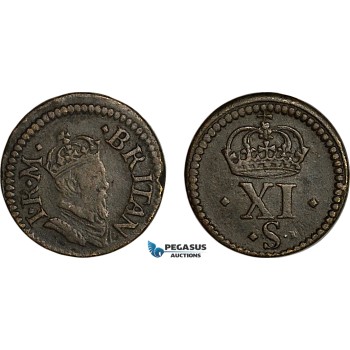 AJ374, England, James I, Monetary Weight for 1/2 Unite, 11 Shillings (4.90g) VF+