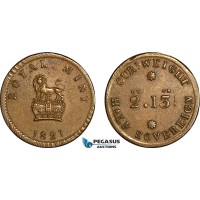 AJ381, Great Britain, 1821 Monetary Weight for 1/2 Sovereign, Cf. 2251B (3.95g) Scratch, EF