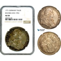 AJ391, Germany, Bavaria, Maximilian III Joseph, Taler 1771, Munich Mint, Silver, Dav-1953, NGC AU58