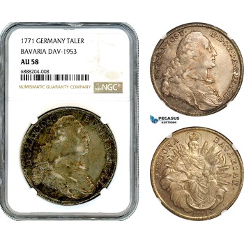 AJ391, Germany, Bavaria, Maximilian III Joseph, Taler 1771, Munich Mint, Silver, Dav-1953, NGC AU58