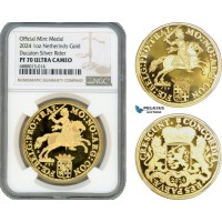 AJ395, Netherlands, "Ducaton Restrike" Medal (1 oz) 2024 R, Utrecht Mint, Gold, KM# --, Mintage: 40 pcs, NGC PF70 Ultra Cameo, includes COA+ Original box!