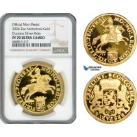 AJ396, Netherlands, "Ducaton Restrike" Medal (2 oz) 2024 R, Utrecht Mint, Gold, KM# --, Mintage: 20 pcs, NGC PF70 Ultra Cameo, includes COA+ Original box!