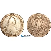 AJ409, Russia, Catherine II, Poltina (1/2 Rouble) 1764 СПБ-ЯI, St. Petersburg Mint, Silver, F-VF