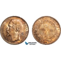 AJ458, France, Napoleon III, 5 Francs 1852 A, Paris Mint, Silver, Spot removals, aUNC