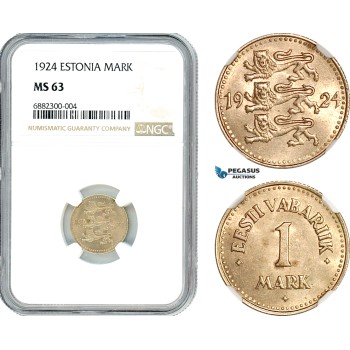 AJ464, Estonia, 1 Mark 1924, NGC MS63