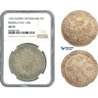 AJ497, Austrian Netherlands, Maria Theresia, 1 Kronentaler 1765, Brussels Mint, DAV-1282, Silver, NGC AU55