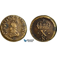 AJ659, England & Ireland, Charles I, Monetary Weight for 1/2 Unite (4.45g), EF-