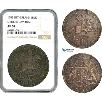 AJ697, Netherlands, Utrecht, 1 Ducaton "Silver Rider" 1785, Silver, NGC AU58