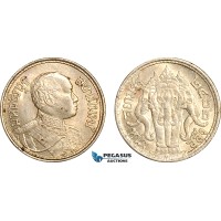 AJ731, Thailand, Rama VI, 1/4 Baht BE2467 (1924) Silver, Some luster, UNC