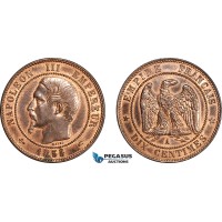 AJ738, France, Napoleon III, 10 Centimes 1855 A, (Anchor) Paris Mint, Some Luster, AU-UNC