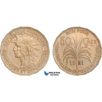AJ773, Guadeloupe, French Colony, 50 Centimes 1921, Paris Mint, AU