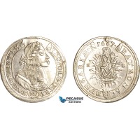 AJ774, Hungary, Leopold I, 15 Kreuzer 1667 KB, Kremnitz Mint, Silver, Lustrous, Cleaned AU