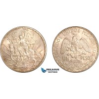 AJ775, Mexico, "Caballito" Peso 1913, Silver, Mint luster, Min. Cleaned, aUNC