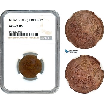 AJ783, China, Tibet, 1 Sho BE1610 (1936) NGC MS62BN