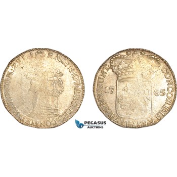 A9-309, Netherlands, Zeeland, Silver Ducat 1785, Silver (28.08g), Delm-976, Weak struck, old cleaning, AU