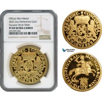 A9-324, Netherlands, "Ducaton Restrike" Medal (2 oz) 2023 R, Houten Mint, Gold, KM# --, Mintage: 20 pcs, NGC PF69 Ultra Cameo, includes COA+ Original box!