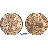 AJ820, Danish West Indies, Frederik V, 24 Skilling 1764, Contemporary copper Imitation, AU, Rare!