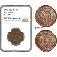 AJ843, China, Kwangtung, 10 Cash ND (1900-06) NGC MS63BN