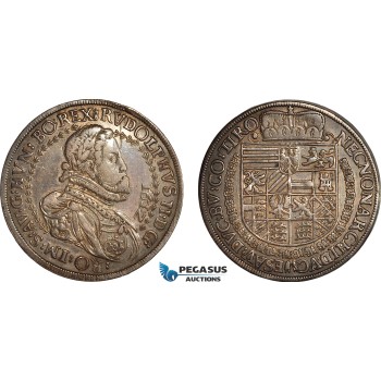 AJ871, Austria, Rudolf II, Taler 1612, Hall Mint, Silver, Dav-3009, Dark toning! VF-EF