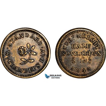 AJ888, Great Britain, Victoria, 1842 Monetary Weight for 1/2 Sovereign, Cf. 2270b (3.95g), VF+