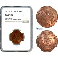 AJ925, German East Africa, 1 Pesa 1890, Berlin Mint, NGC MS64BN