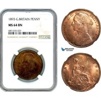 AJ926, Great Britain, Victoria, 1 Penny 1893, London Mint, NGC MS64BN