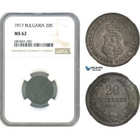 AJ975, Bulgaria, Ferdinand I, 20 Stotinki 1917, Kremnica Mint, NGC MS62