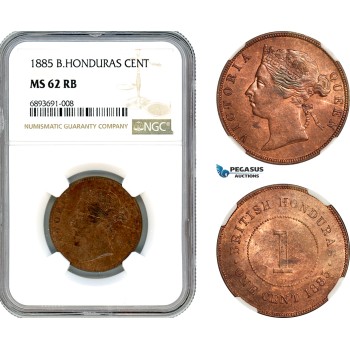 AJ981, British Honduras, Victoria, 1 Cent 1885, London Mint, NGC MS62RB