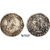 AK023, Austria, Bohemia, Ferdinand I, Taler 1549, Joachimstal Mint, Silver (28.36g) Hal. 113, Deposits, F-VF, Rare!