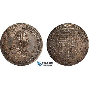 AK024, Austria, Maximilian III, (Archduke) Taler 1614, Ensisheim Mint (France) Silver (28.44g) Dav-3326, Dark toning, Beautiful AU