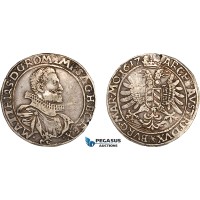 AK025, Austria, Bohemia, Matthias II, Taler 1617, Kuttenberg Mint, Silver (28.99g) Hal. 530, Tooled, scratches, F-VF