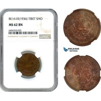 AK065, China, Tibet, 1 Sho BE1610 (1936) NGC MS62BN