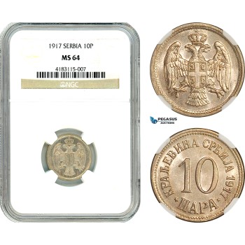 AK080, Serbia, Petar I, 10 Para 1917, NGC MS64