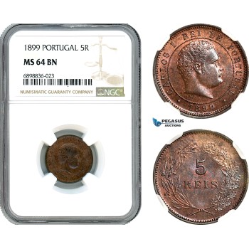 AK103, Portugal, Carlos I, 5 Reis 1899, Lisbon Mint, NGC MS64BN