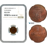 AK142, Germany, Oldenburg, Paul Frederick August, 1 Schwaren 1852 B, NGC MS63BN