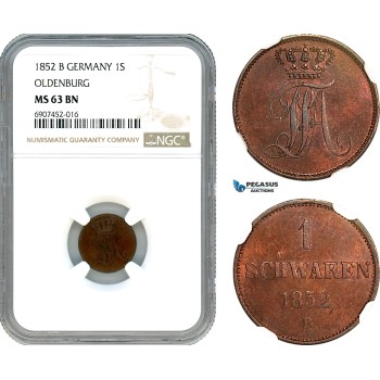 AK142, Germany, Oldenburg, Paul Frederick August, 1 Schwaren 1852 B, NGC MS63BN