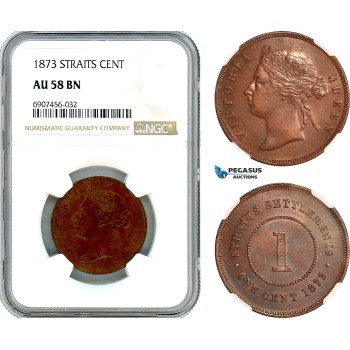 AK184, Straits Settlements, Victoria, 1 Cent 1873, NGC AU58BN