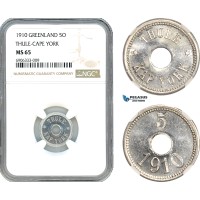 AK242, Greenland, Thule-Kap York, 5 Øre 1910, NGC MS65