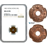 AK249, Hong Kong, Victoria, 1 Mil 1863, NGC MS63BN