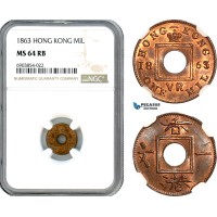 AK250, Hong Kong, Victoria, 1 Mil 1863, NGC MS64RB