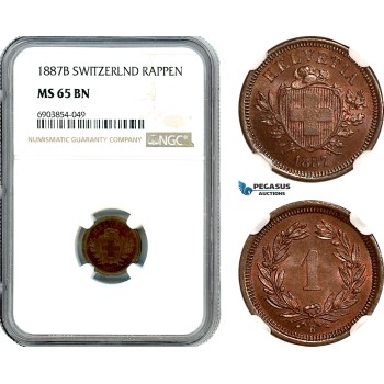 AK277, Switzerland, 1 Rappen 1900 B, Bern Mint, NGC MS65BN